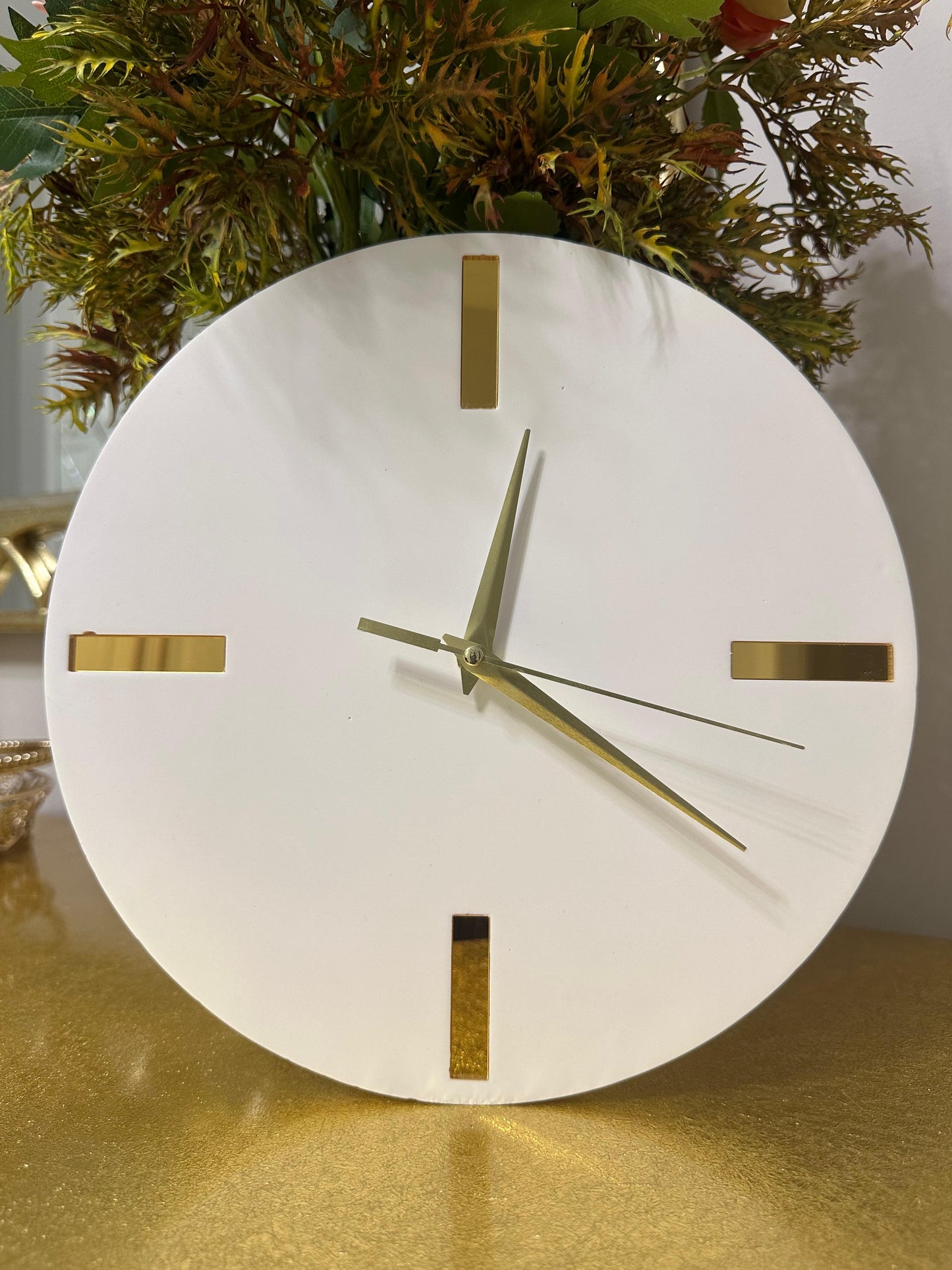 Dekoratif Duvar Saati - Gold Akrep-Yelkovan - 27,5*27,5 cm