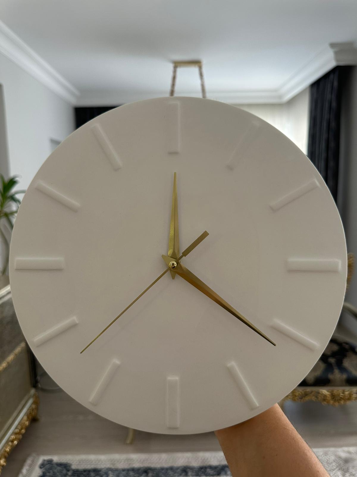 Dekoratif Duvar Saati - Gold Akrep-Yelkovan - 27,5*27,5 cm