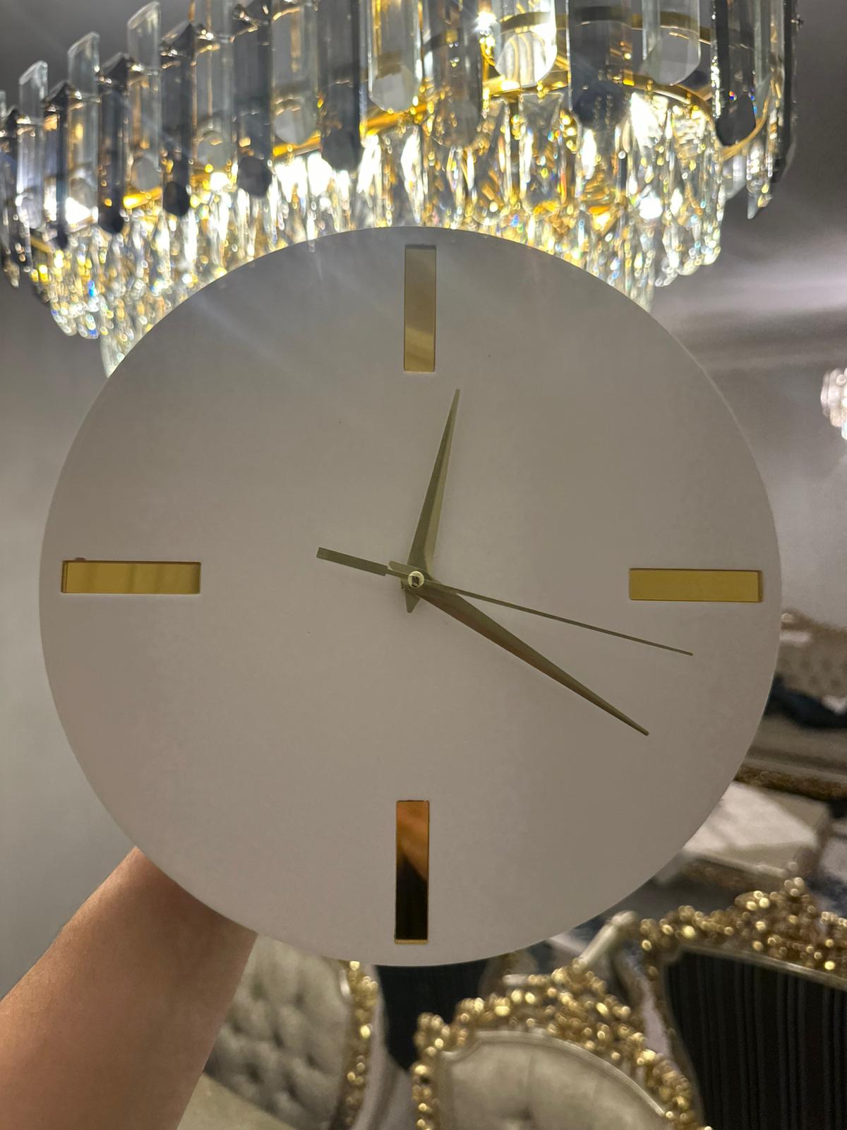 Dekoratif Duvar Saati - Gold Akrep-Yelkovan - 27,5*27,5 cm