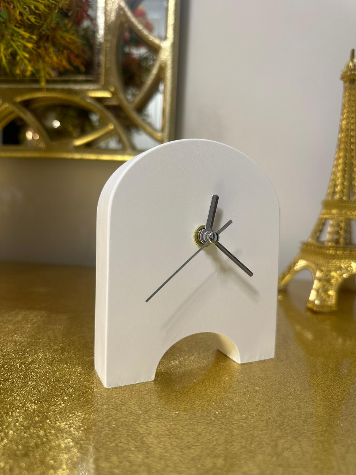 Ayaklı Masa Saati -  Dekoratif Masa Saati - Silver Akrep Yelkovan